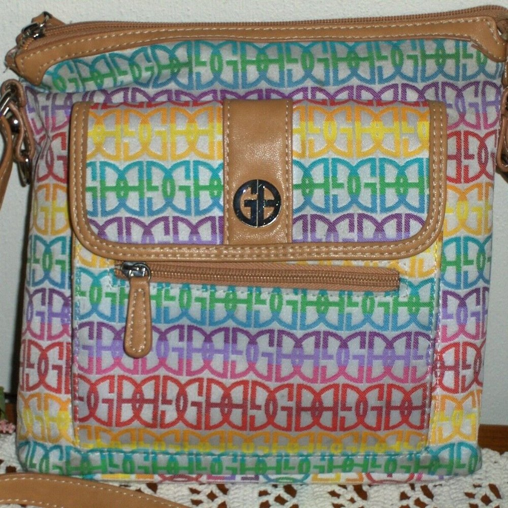 Giani Bernini Crossbody Organizer Bag Rainbow Color Logo Purse Purse Tote